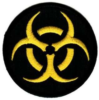   Embroidered Patch Iron On Danger Symbol Black on Yellow Logo: Clothing
