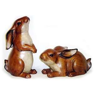  Brown Bunny Rabbit Figures   Set of 2: Home & Kitchen