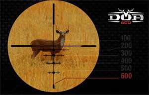 The scope includes a DOA 600 reticle that dramatically expands your 