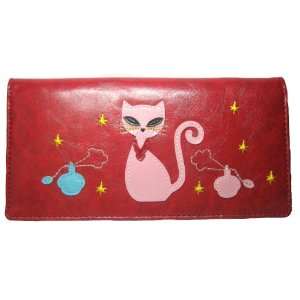  Majestic Cat and Magic Lamp Design Wallet   Red Canvas 