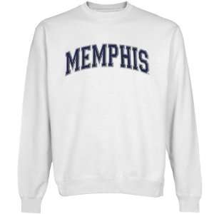  Memphis Tigers White Arch Applique Crew Neck Fleece 
