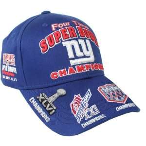  Reebok New York Giants 4 Time Super Bowl Champions Hat 