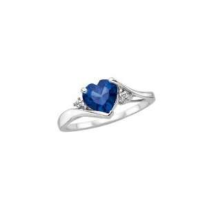   Sapphire and Diamond ring in 10K white gold (Size 5.5): Jewelry