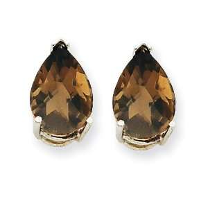  14kw 10x7 Pear Smokey Quartz Earring Jewelry