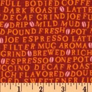  44 Wide Morning Rush Coffee Expressions Red Fabric By 
