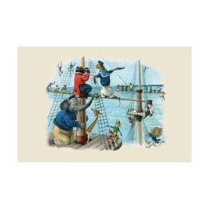  Up the Rigging the Monkeys Ran 12x18 Giclee on canvas 