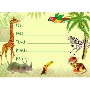 Dolce Mia Jungle Animals Safari Birthday Party Invitations Party Pack 