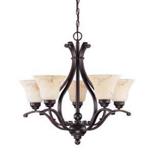  Nuvo 60/1402 5 Light Chandelier with Honey Marble Glass 