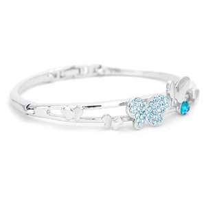   Quality Cutie Butterfly Bangle with Blue Swarovski Crystals (1661