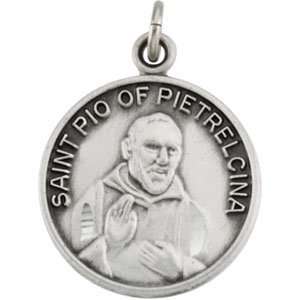  18.00 Mm 14K Yellow Gold St. Pio Medal: Jewelry