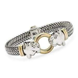  18kt Yellow Gold and Sterling Silver Woven Panther 