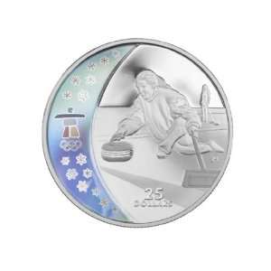 Curling Vancouver 2010 Winter Olympics Sterling Silver Hologram Coin 