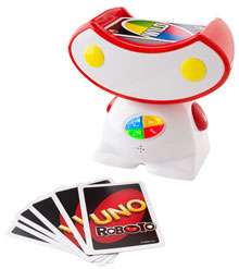 UNO Roboto comes with 108 game cards and an interactive robot figure 