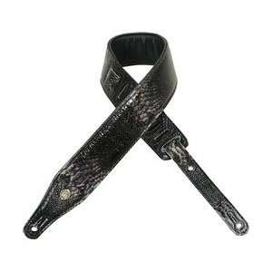  Levys 2 1/2 Electric Snake Embossed Leather Strap Black 