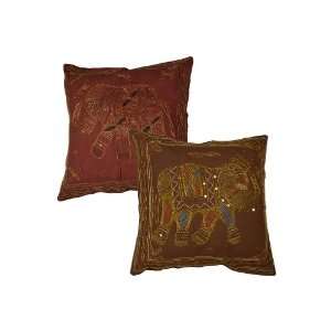  2 Piece Elephant Cotton Cushion Cover Set Ccs01588: Home 