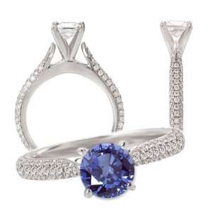  *18K lab grown 7mm round blue sapphire color #4 engagement 