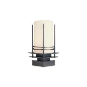   Light Outdoor Pier Lamp in Black with Stone glass: Home Improvement