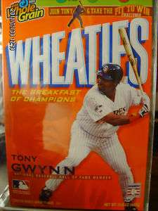 Tony Gwynn Wheaties box w/ cereal in display case  MINT  