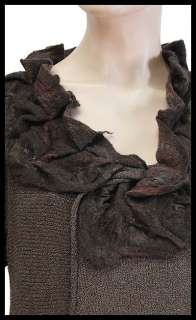 ZUZA BART awesome wool boucle felt collar A line sweater M/L brown 