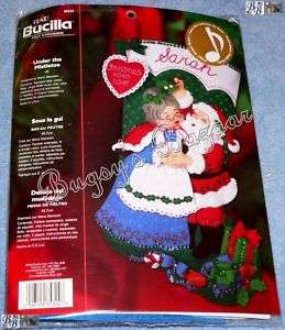 Bucilla UNDER THE MISTLETOE Stocking Felt Christmas Kit   Santa & Mrs 