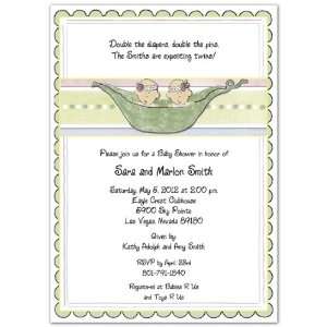  3D 2 Peas In A Pod Girls Baby Shower Invitations   Set of 
