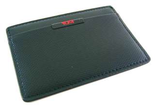 Tumi Quantum Black Embossed Leather Slim Card Case Wallet w/Tumi 