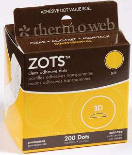 stock and we also carry Small, medium, and large Zots clear adhesive 