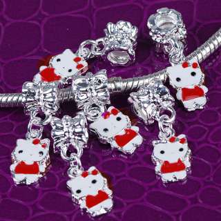 20p Red Enamel Hellokitty Dangle Screw Beads For Charms  