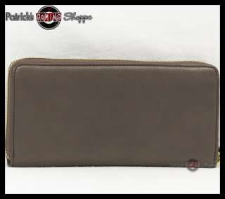 BNWT COACH LEATHER PLEATED ZIP AROUND WALLET 45302 STEEL NEW  