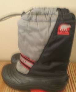 Boys Sorel Winter Snow Boots Size 6 Black Red Removable Liners Nice 