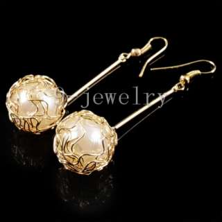 Wrap Pearl Ball Golden Hook Dangle Earrings TT0703  