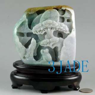 Natural Jadeite Jade Carving Monkey King Meeting Master  