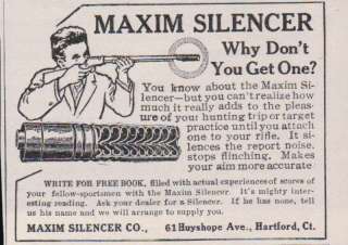 1914 Print Ad Maxim Silencer Hunting Target Rifle CT  