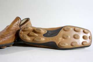 GORGEOUS Miu Miu British Tan Wingtip Loafer Shoe 7/37.5  