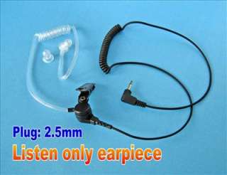Listen only Mono acoustic tube earphone Mic 2.5mm plug  