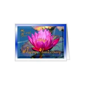  49th Wedding Anniversary ~ Hot Pink Water Lily Card 