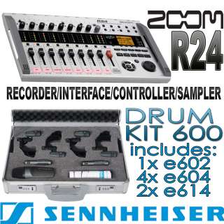 Sennheiser DrumKit 600 Drum Mic Set Zoom R24 Recorder Controller 
