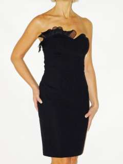 FENDI Black Petal Detail Bustier Strapless Dress 42 NWT $1980  