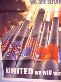 1943 WW2 OWI Poster #64 War United Allies Canons Military Army Britain 
