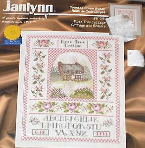 Rose Tree Cottage Cross Stitch Sampler Kit NIP 10x10  