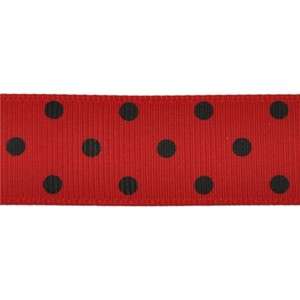 Red/Black Polka Dot Grosgrain Ribbon Print 10yd  