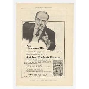  1910 Snider Pork and Beans Best or Money Refunded Print Ad 