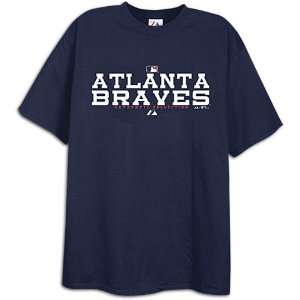 Braves Majestic Mens Authentic MLB Stack Tee:  Sports 
