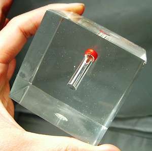 Zagami martian meteorite lucite cube   0.020 grams? Original COA 