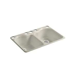 Kohler K 5818 5U G9 Hartland Double Equal Undercounter Sink with Five 