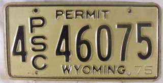 1975 Wyoming 4 PSC 46075 License Plate WY plates tag  