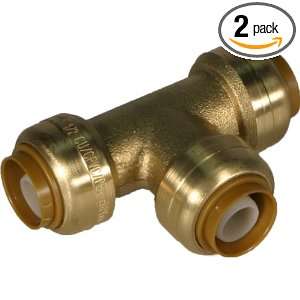  Aviditi 60640 Pushfit Fitting Brass Tee, 1/2 Inch, 2 Pack 