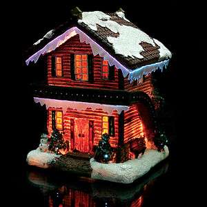 Christmas Snow Village Fiber Optic House Log Cabin Chalet Collectible 