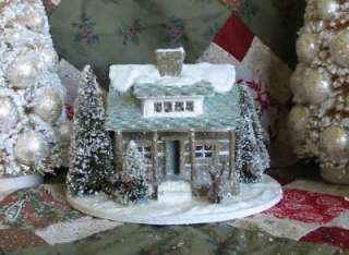 Vintage Style Putz Christmas Small Log Cabin House Cottage  
