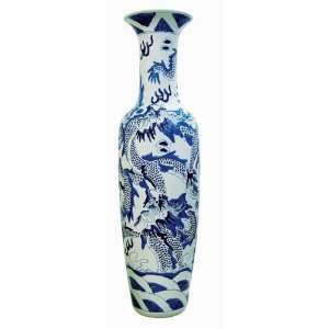  Extraordinary HUGE Oriental Ceramic Vases Blue Dragon 